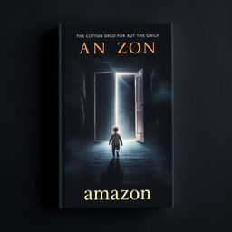 A captivating book cover designed for Amazon, featuring a child walking along a narrow path toward large, illuminated doors that glow brightly amidst a dark, mysterious background