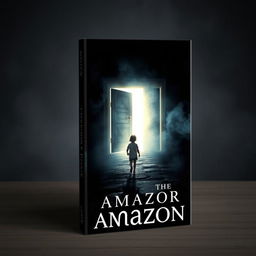 A captivating book cover designed for Amazon, featuring a child walking along a narrow path toward large, illuminated doors that glow brightly amidst a dark, mysterious background