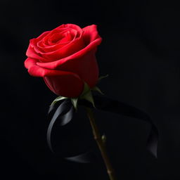 A striking red rose drenched in blood, its petals vivid and glossy against a dark, contrasting background