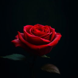 Una hermosa rosa roja cubierta de sangre, con sus pétalos vibrantes y brillantes, que contrastan con un tallo completo de color verde