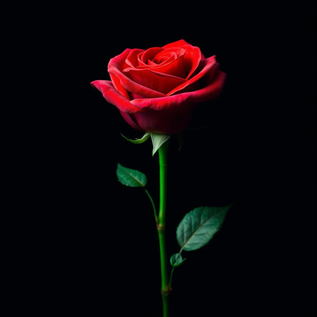 Una bella rosa roja completamente cubierta de sangre, exhibiendo sus pétalos vibrantes y brillantes