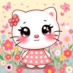 A cute anthropomorphic character inspired by the iconic Hello Kitty