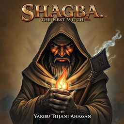 A powerful illustration of Shagba, an African wizard, depicted with strong facial features and piercing brown or blue eyes