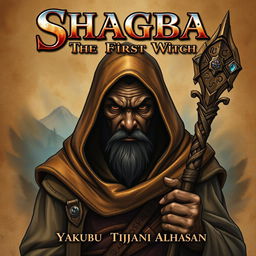 A powerful illustration of Shagba, an African wizard, depicted with strong facial features and piercing brown or blue eyes