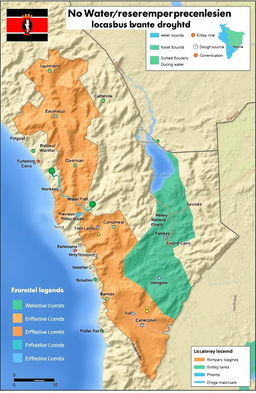 A detailed map showcasing potential water reservoir sites and suitable locations for water storage tanks in Kitui West Sub-County, Kenya