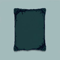 A pixel art design for a document, featuring a dark fantasy style with dark green and dirty blue colors