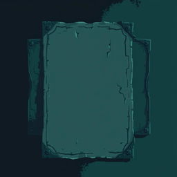 A pixel art design for a document, featuring a dark fantasy style with dark green and dirty blue colors