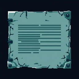 A pixel art design for a document, featuring a dark fantasy style with dark green and dirty blue colors