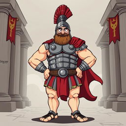 A humorous and exaggerated illustration of a large, muscular Spartan warrior with a comically oversized lower body, emphasizing the phrase 'big pp'