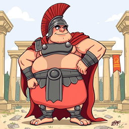 A humorous and exaggerated illustration of a large, muscular Spartan warrior with a comically oversized lower body, emphasizing the phrase 'big pp'