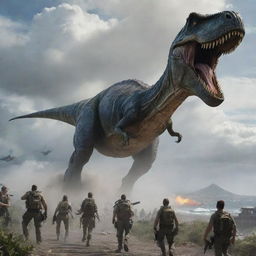 Under the protection of the government, the visitors make their departure from the calamitous island in a combat aircraft, leaving behind the tumultuous dinosaur realm that came to symbolize their incredible fight for survival.