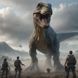 Under the protection of the government, the visitors make their departure from the calamitous island in a combat aircraft, leaving behind the tumultuous dinosaur realm that came to symbolize their incredible fight for survival.