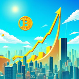 A dynamic and vibrant illustration representing a Bitcoin bull market