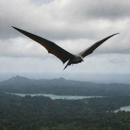 Mid-flight, a majestic Pterodactyl suddenly appears alongside the aircraft, creating a surreal moment suspended between the chaotic past on the island and the hopeful journey towards safety.