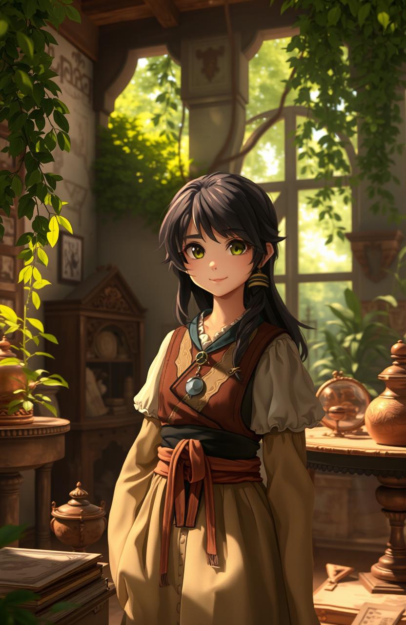 A nostalgic scene depicting Luka in a historical setting, wearing traditional attire from the past