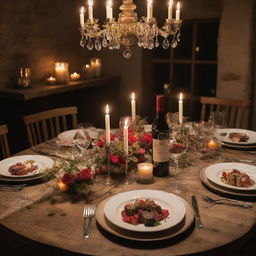 The most delightful dinner in the world. Set on a beautiful rustic table laden with a variety of dishes from around the globe, exquisite wine, glowing candles and flowers. The perfect blend of taste, ambiance and company.