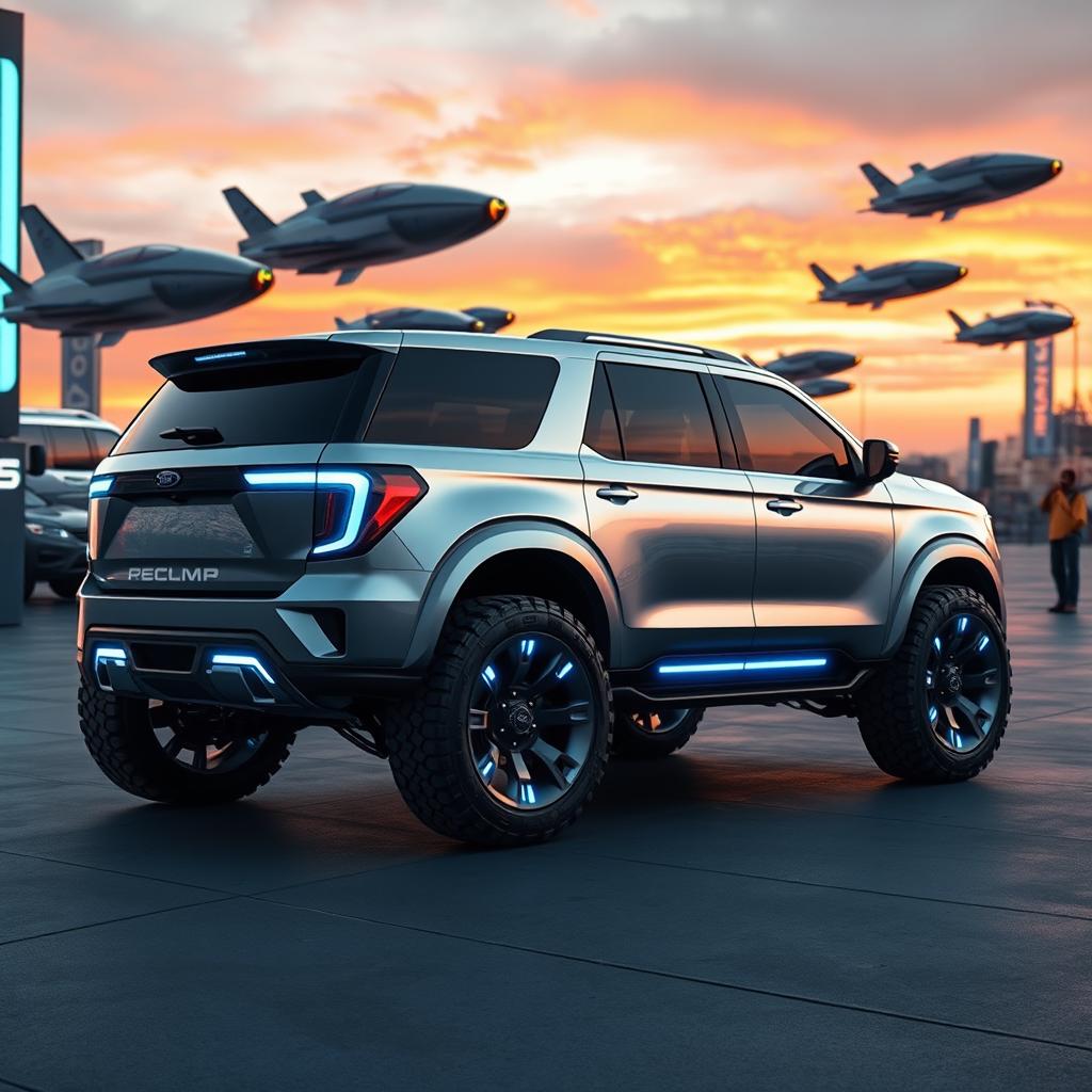 A futuristic Ford Expedition Tremor concept vehicle, showcasing advanced design and technology