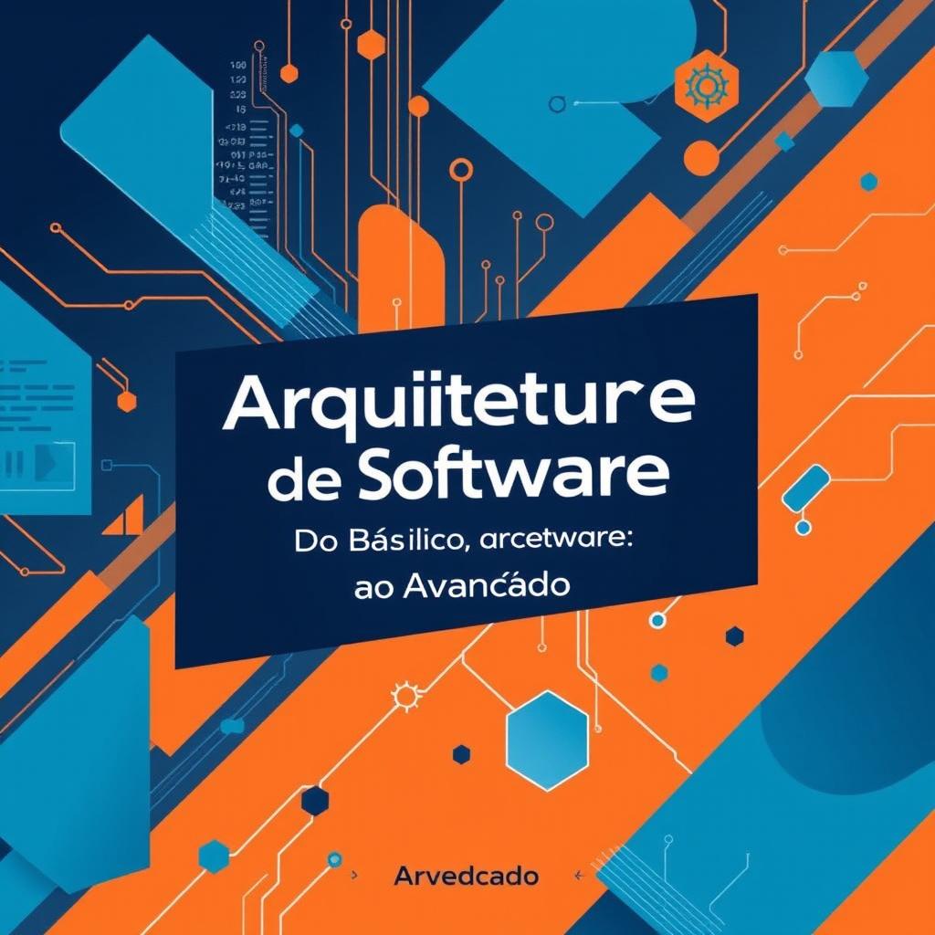 An illustrated book cover for the title 'Arquitetura de Software: Do Básico ao Avançado'