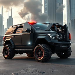 A futuristic armored Ford Expedition Tremor, designed for extreme resilience and advanced protection