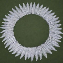 110 students arranging themselves to form an image of a Minokawa bird with large, detailed feathers, set against a clear sky, characterised by a striking 'V' formation.