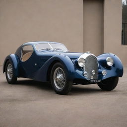 Generate an image of the iconic 1930s Bugatti Type 57SC Atlantic, a luxury sports car with an impressive supercharged engine, known for its speed and elegant design.