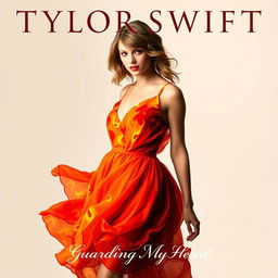 A modern generic album cover featuring a close-up portrait of the artist Tylor Swift, depicted confidently striding forward