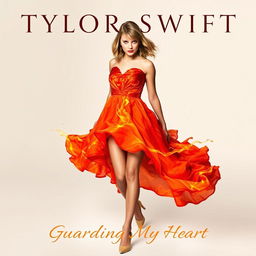 A modern generic album cover featuring a close-up portrait of the artist Tylor Swift, depicted confidently striding forward