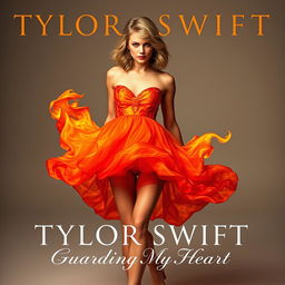 A modern generic album cover featuring a close-up portrait of the artist Tylor Swift, depicted confidently striding forward