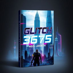 A captivating book cover design for 'Glitch 3675: Neo-Jakarta'