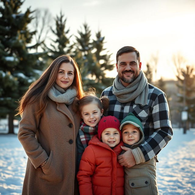 A heartwarming scene depicting a family of Ukrainian refugees in Canada, showcasing their resilience and hope