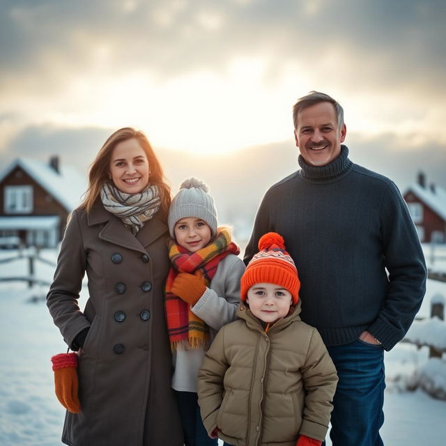 A poignant scene depicting a refugee family in Sweden, conveying feelings of hope and resilience