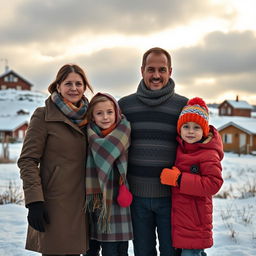 A poignant scene depicting a refugee family in Sweden, conveying feelings of hope and resilience