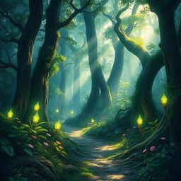 A captivating fantasy forest scene designed for a book cover