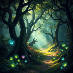 A captivating fantasy forest scene designed for a book cover