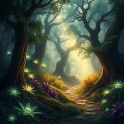 A captivating fantasy forest scene designed for a book cover