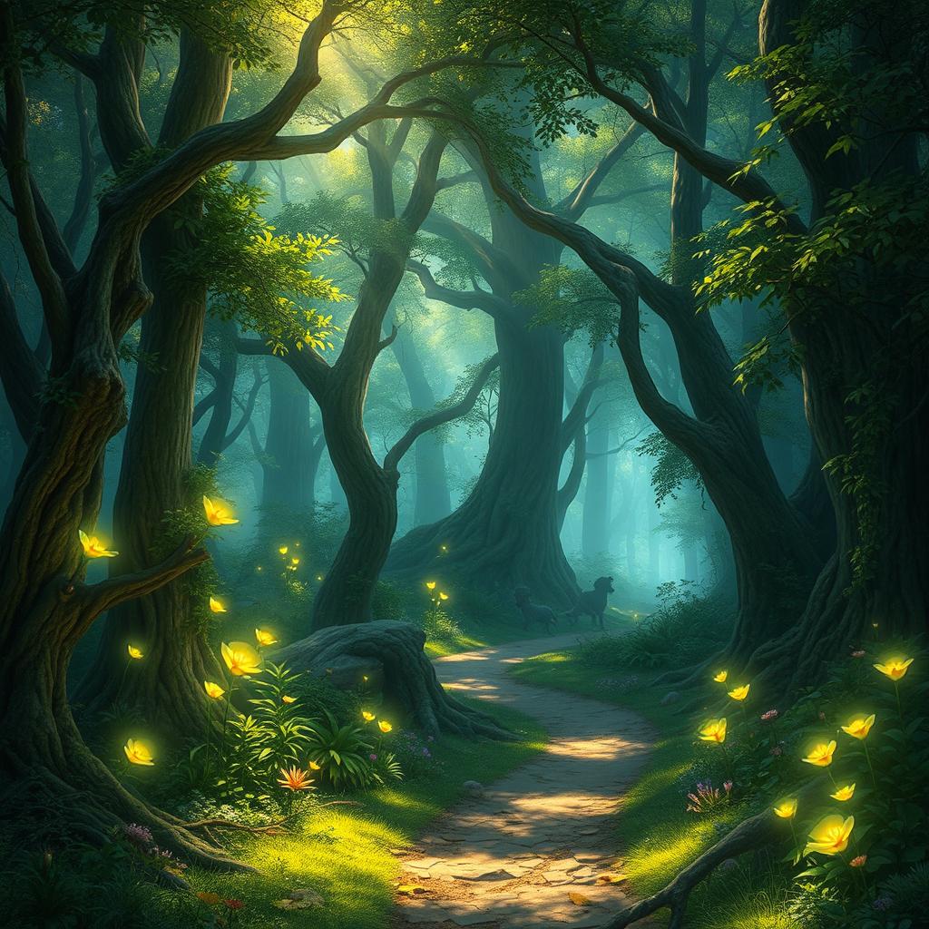 A captivating fantasy forest scene designed for a book cover