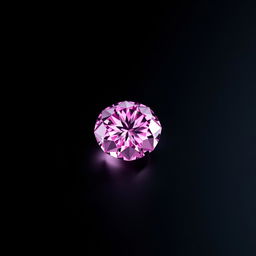 A stunningly detailed image of a brilliant pink diamond placed elegantly on a smooth black background