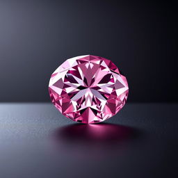 A stunningly detailed image of a brilliant pink diamond placed elegantly on a smooth black background