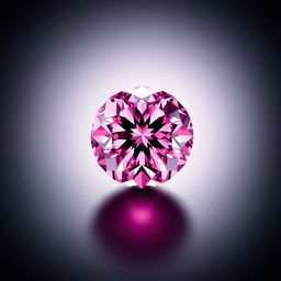 A stunningly detailed image of a brilliant pink diamond placed elegantly on a smooth black background