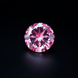 A stunningly detailed image of a brilliant pink diamond placed elegantly on a smooth black background