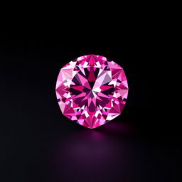 A stunning image of a brilliant pink diamond, elegantly centered on a smooth black background with a soft pink border framing the composition