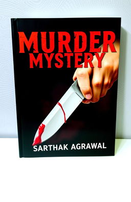 A creatively designed book cover featuring the title 'MURDER MYSTERY' prominently displayed in an intriguing font