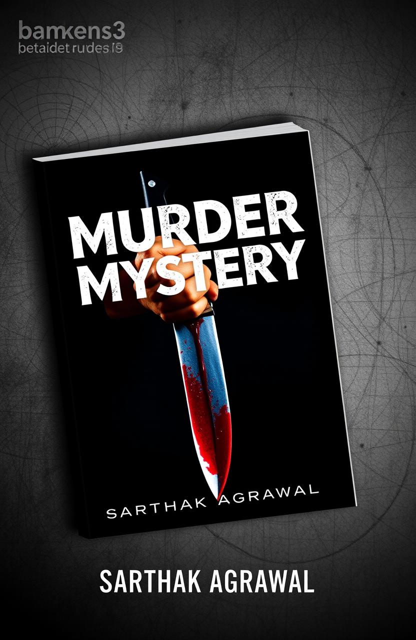 A creatively designed book cover featuring the title 'MURDER MYSTERY' prominently displayed in an intriguing font