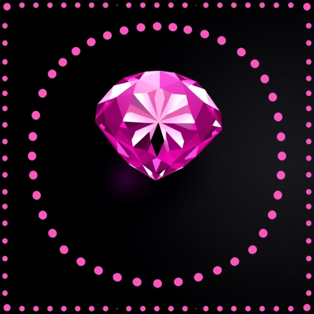 A large, captivating pink diamond positioned in the corner of the image, expertly faded into a smooth black background