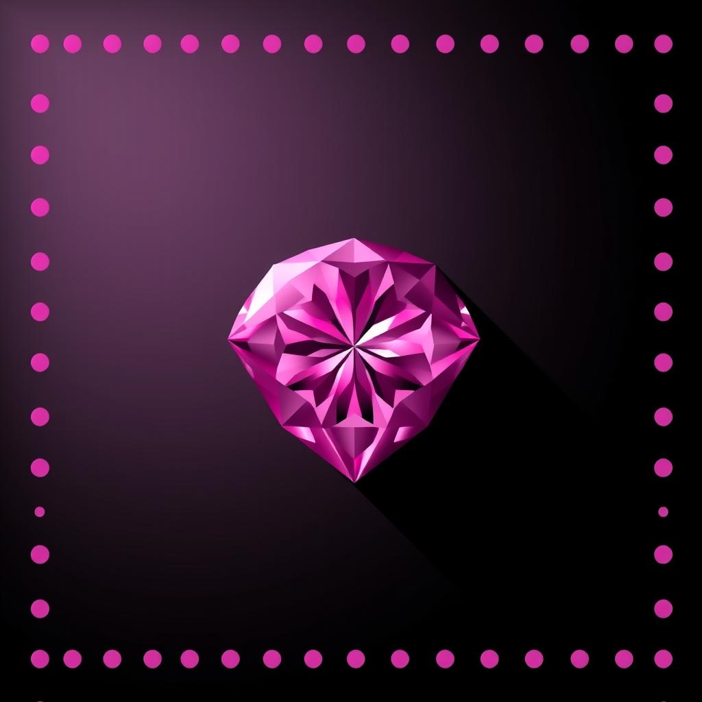 A large, captivating pink diamond positioned in the corner of the image, expertly faded into a smooth black background