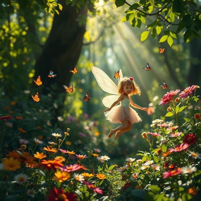 A serene, beautifully captured scene in a lush, magical forest