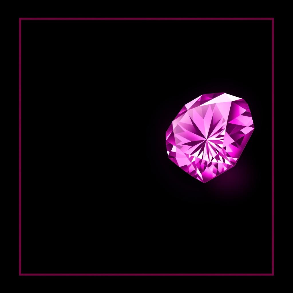 A stunning large pink diamond positioned in the corner of the image, artistically faded into a rich black background