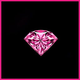 A large, striking pink diamond elegantly positioned in the corner of the image, with a soft fade blending it into a rich black background