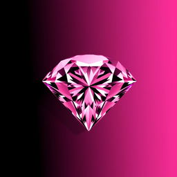 A large, striking pink diamond elegantly positioned in the corner of the image, with a soft fade blending it into a rich black background