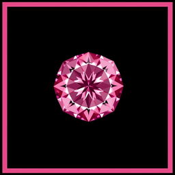 A large, beautiful pink diamond located in the corner of the image, elegantly faded into a deep black background